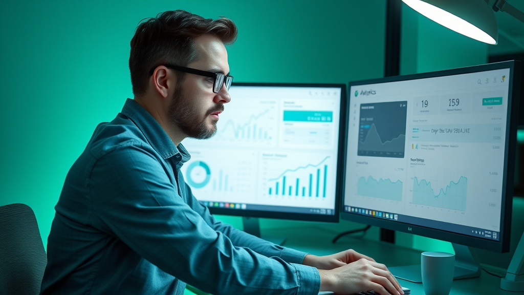 marketing analyst reviewing Google Analytics dashboard - data-driven SEO performance