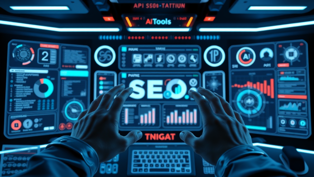 sleek AI SEO tools dashboard showcasing top software options for using AI in SEO