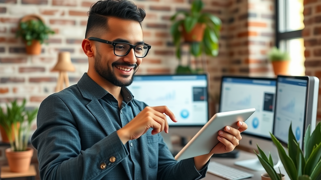 how to improve seo for my website diy business owner optimizing SEO on tablet