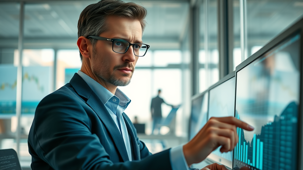 market analyst studying data dashboards and customer insights for strategic growth