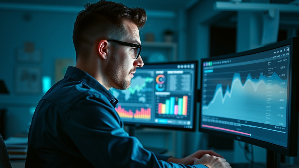 digital marketer analyzing SEO ranking and website analytics for digital marketing strategy