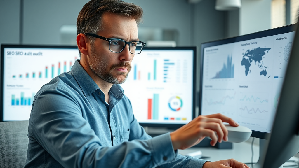 seo strategy 2025 technical seo strategist website audit report digital charts workspace