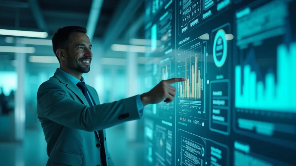 Sophisticated search algorithm visualization for ai llm optimization, interconnected charts, advanced AI R&D center