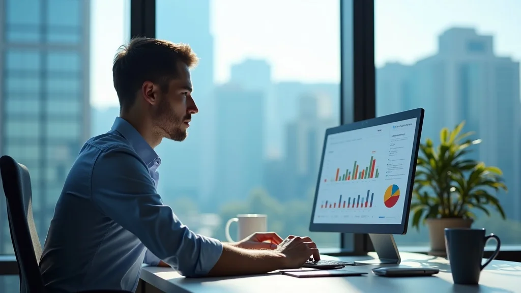 digital marketer analyzing google ai overview dashboard for visibility and search trends