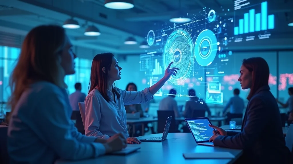 Group of professionals exploring AI search interfaces and brand mentions in AI overview systems