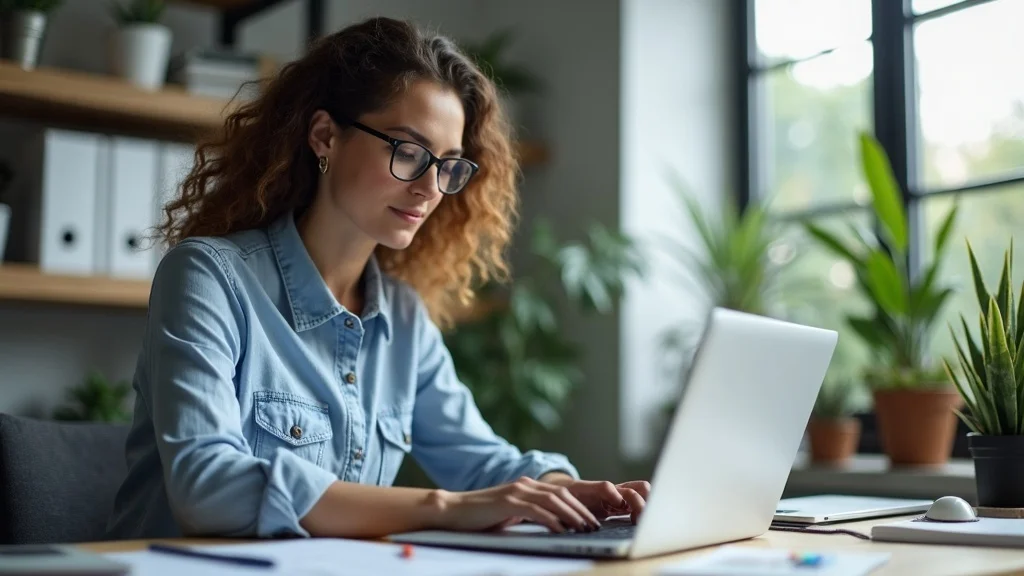 Professional content creator optimizing website with structured data and keywords, modern desk, active workspace, highlighted code overlays, photorealistic, clear daylight, 50mm lens.